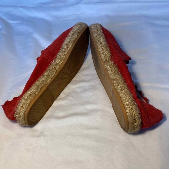 Macarena Espadrille Shoes Womens US 7.5 EU 38 Suede Elisa Scalloped Slip On Red - Picture 12 of 13